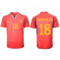 Camiseta España Jordi Alba #18 Primera Equipación Replica Mundial 2022 mangas cortas